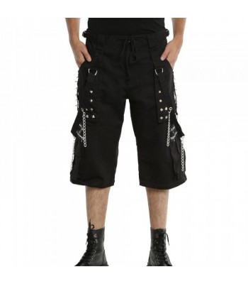 Men Gothic Trouser Black Chain Trouser Zip Off Punk Short Pant Goth